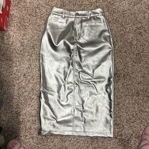 7 for all mankind metallic midi skirt. NWT